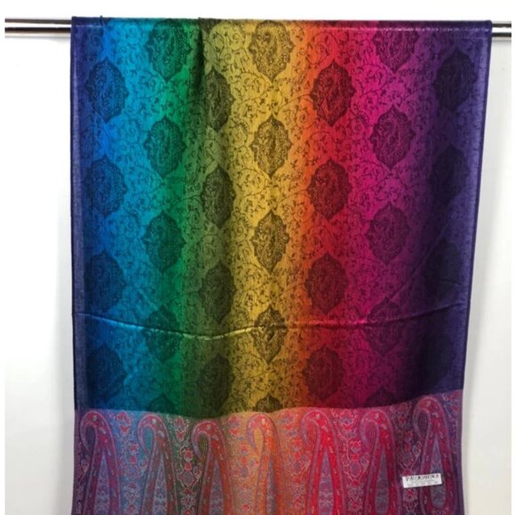 Rainbow scarf | Festival pashmina scarves and shawls | Multicolored Summer Scarf - Picture 2 of 4